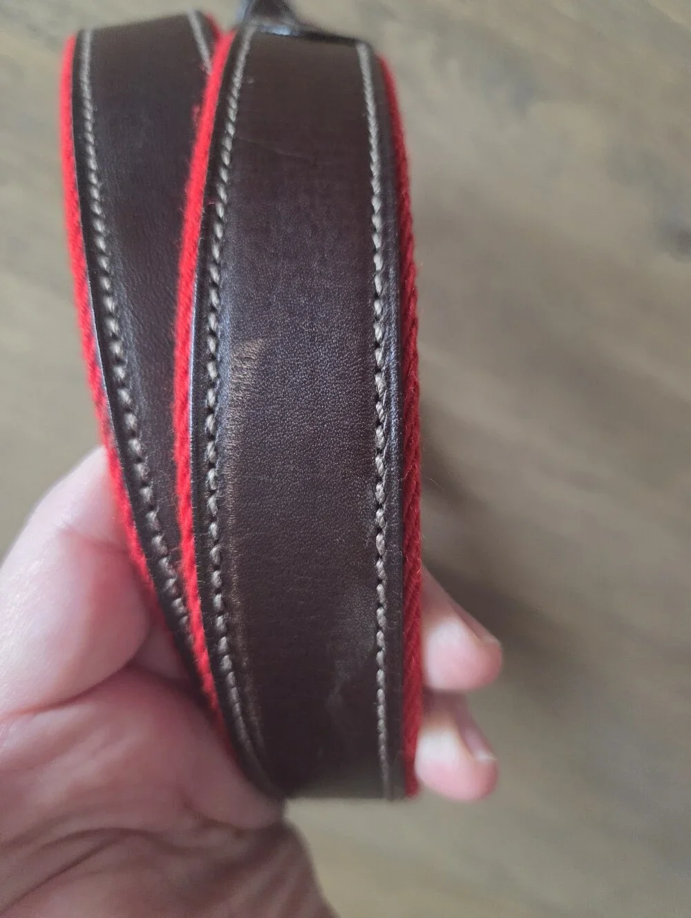 Ermenegildo Zegna Brown Leather Red Fabric Belt D.d.M.